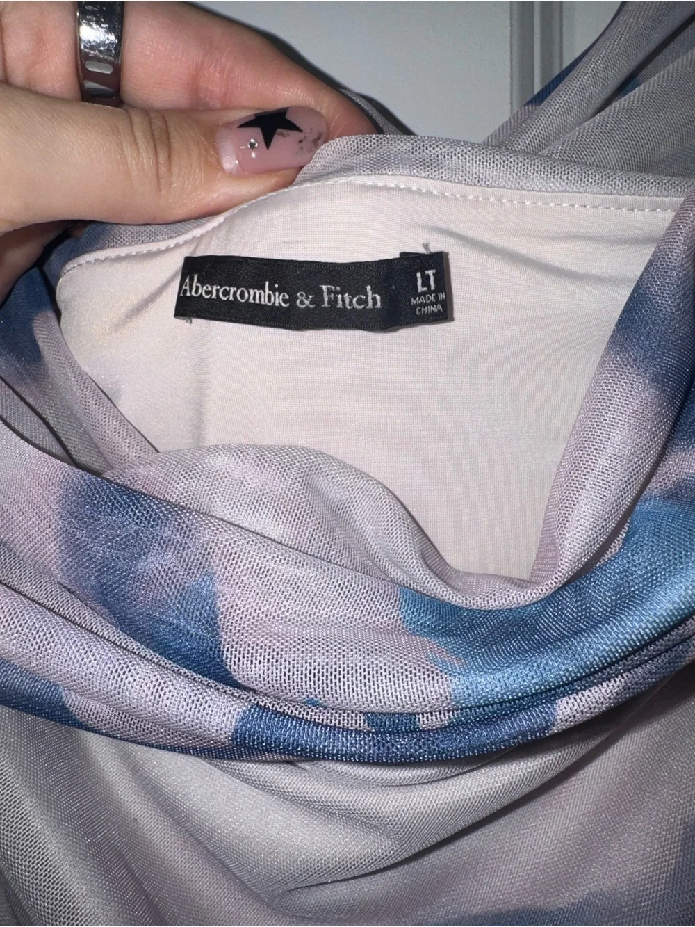 Abercrombie & Fitch Women's Mesh Draped Maxi Dress in Light Purple Floral (L T)